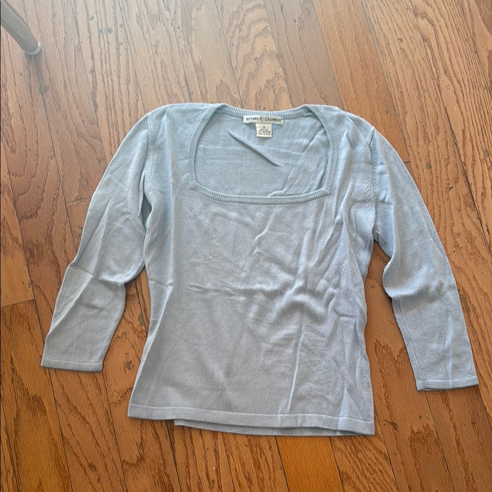Light blue Sailor Collar Blouse with 3/4 Sleeves